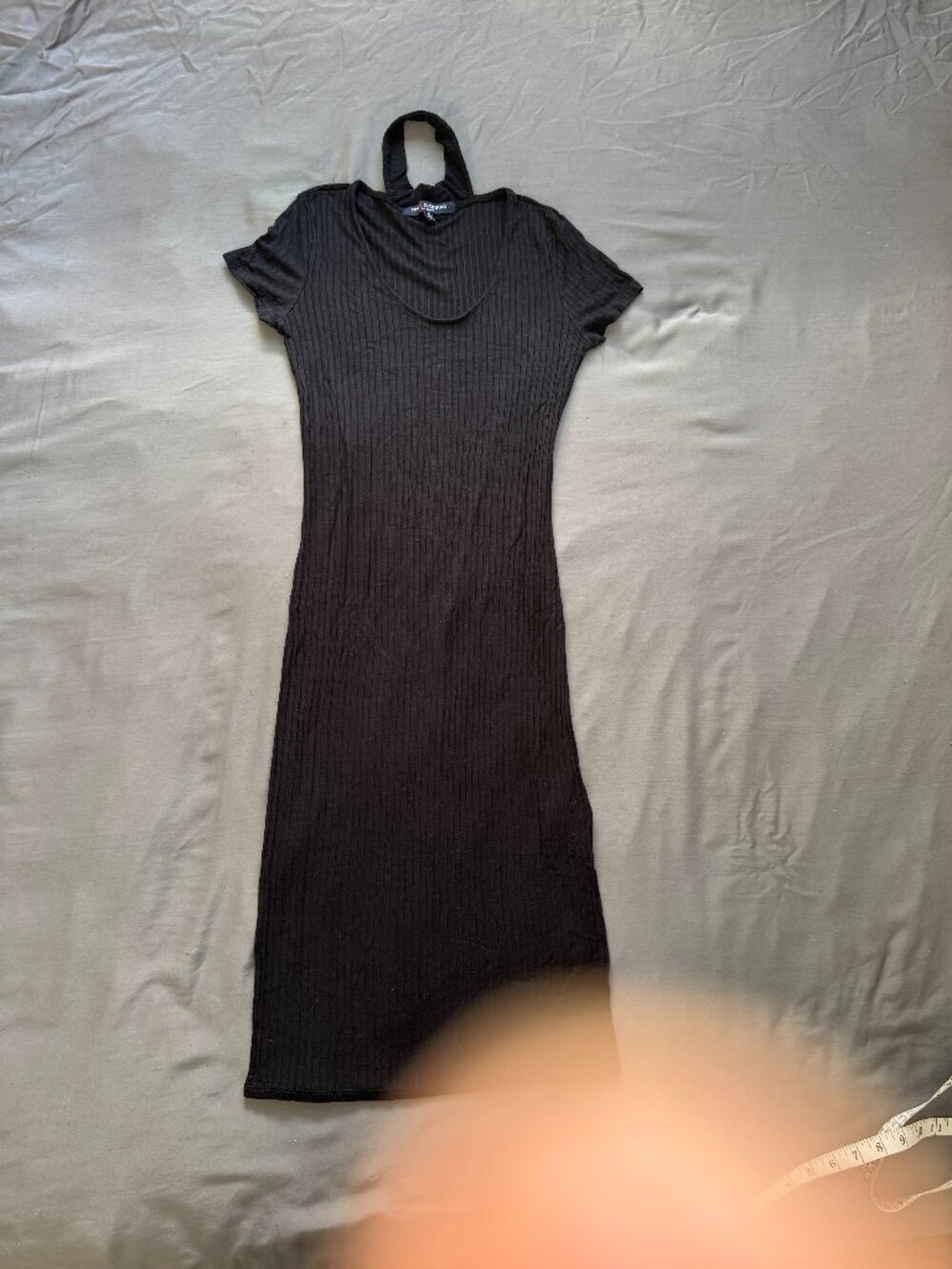 ONE Clothing Los Angeles Black Ribbed Midi Dress Size S